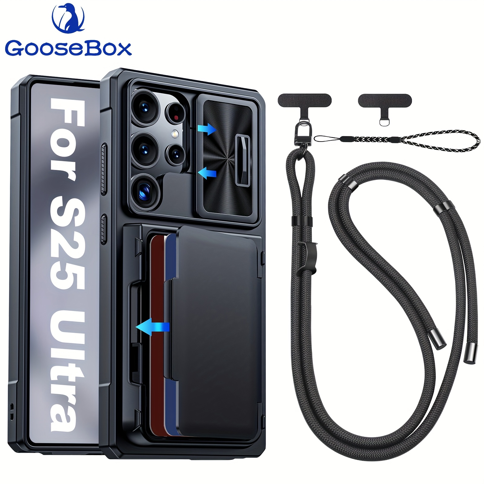 E-shop Handyhülle - Diese 5-teilige Kompatibilität mit Samsung S25 Ultra Hülle Wallet Lanyard Crossbody, Kartenhalter und Ständer und