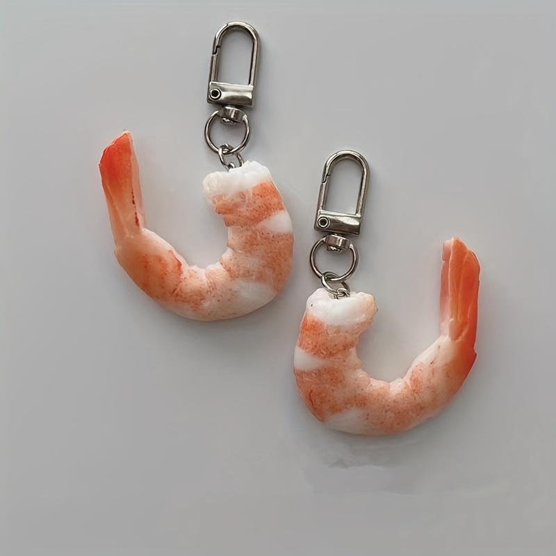 

Cute Polyresin Shrimp Keychain, Novelty Food-themed Bag Pendant, Non-braided, Lightweight, , With Favor And Gift Accessory