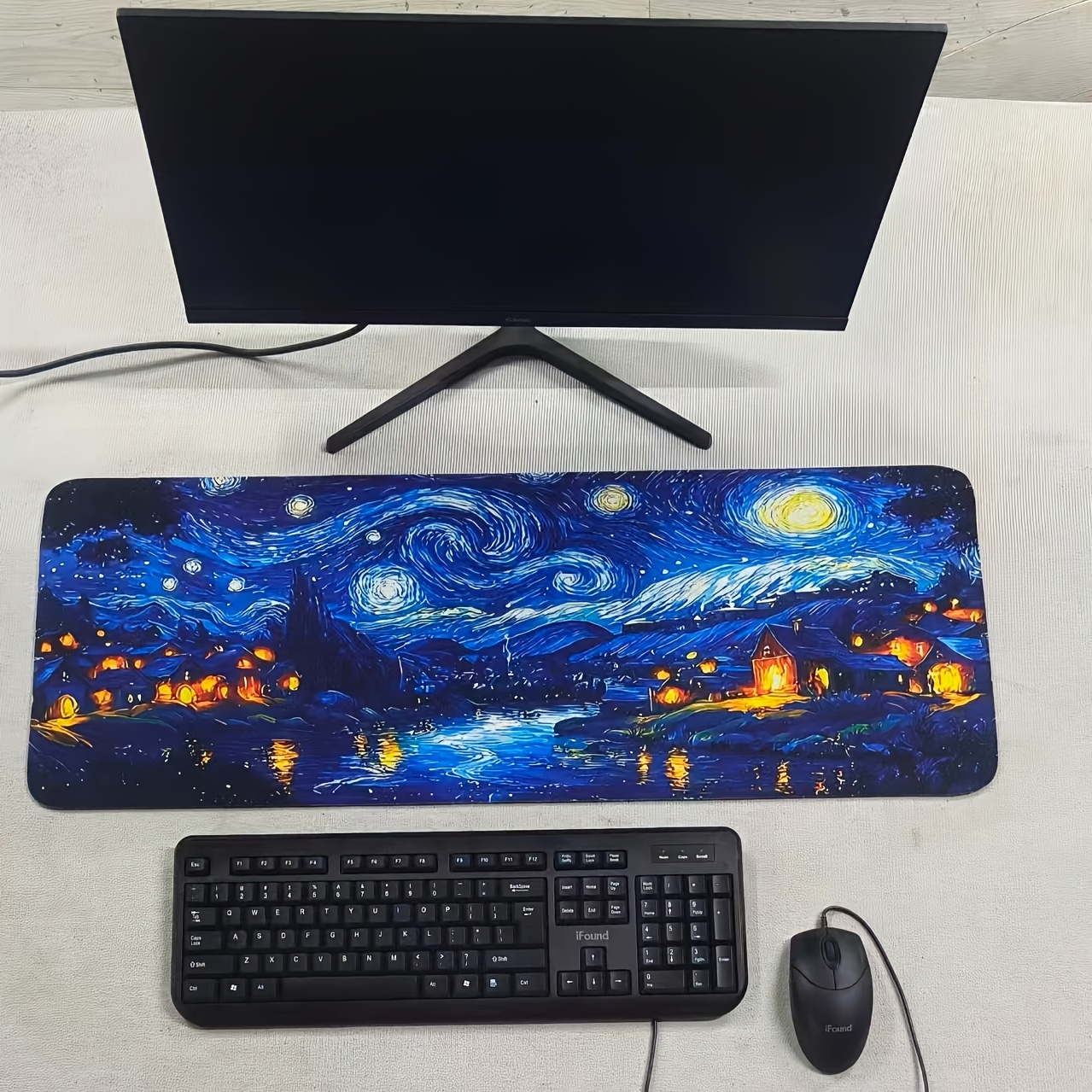 TEMU Tappetino per mouse e tappetino da scrivania ispirato alla di Van Gogh - Base in gomma antiscivolo, accessorio rettangolare per pz, design con