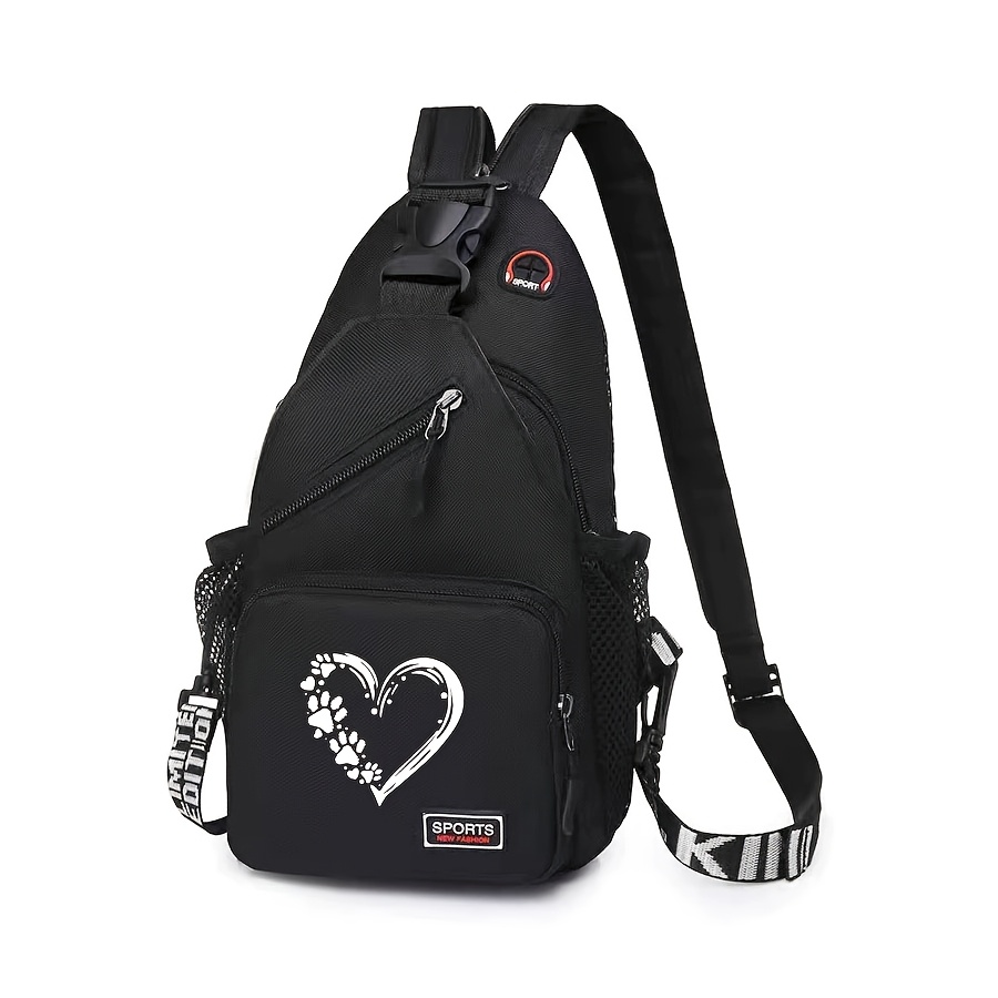 TEMU Borsa a tracolla di grande capacit� con cuore e di di cane - Spaziosa borsa a tracolla con tracolla regolabile e scomparti con cerniera - per ,