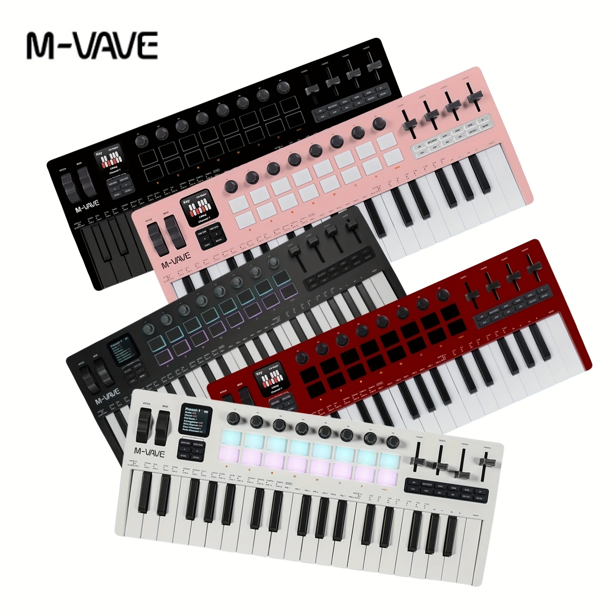 m smk 37 pro 37 key midi keyboard 16 rgb pads 8 knobs - Temu