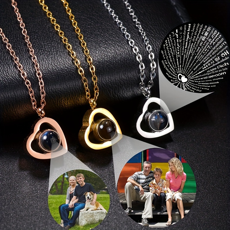 

Personalized Photo Projection Necklace For Women Girls, Heart Pendant Necklace Gift For Valentine's Day & Birthday Lover Family Memorial Accessories Gift