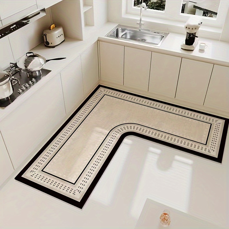

L-shaped Diatomaceous Mat - Absorbent & Oil-resistant, Hand Washable, 47x47x18 Inches
