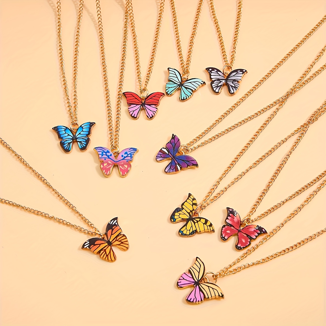 TEMU Ensemble de 8 pour femme avec pendentif papillon coloré, couleurs aléatoires, vintage et élégant, pour un usage , comme cadeau, pour le Ramadan