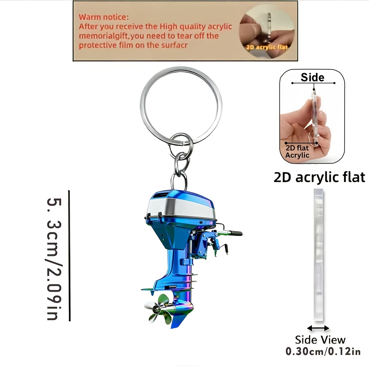 TEMU Plat 2D, 1 pièce Porte-clés à Motif de Moteur , Porte-clés Multifonctionnel Amusant en Acrylique 2D, Décoration de Porte-clés, Convient pour