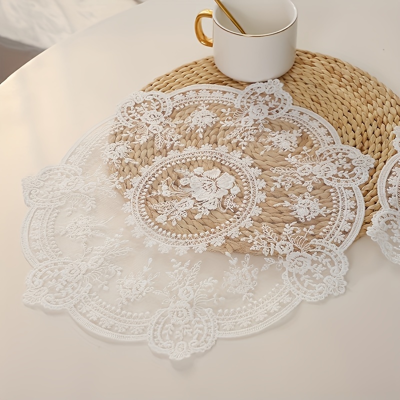 TEMU 【6枚セット】手編み刺繍レース プレー。コーヒーテーブル、装飾品、植木鉢、レーション、デコレーションに最適