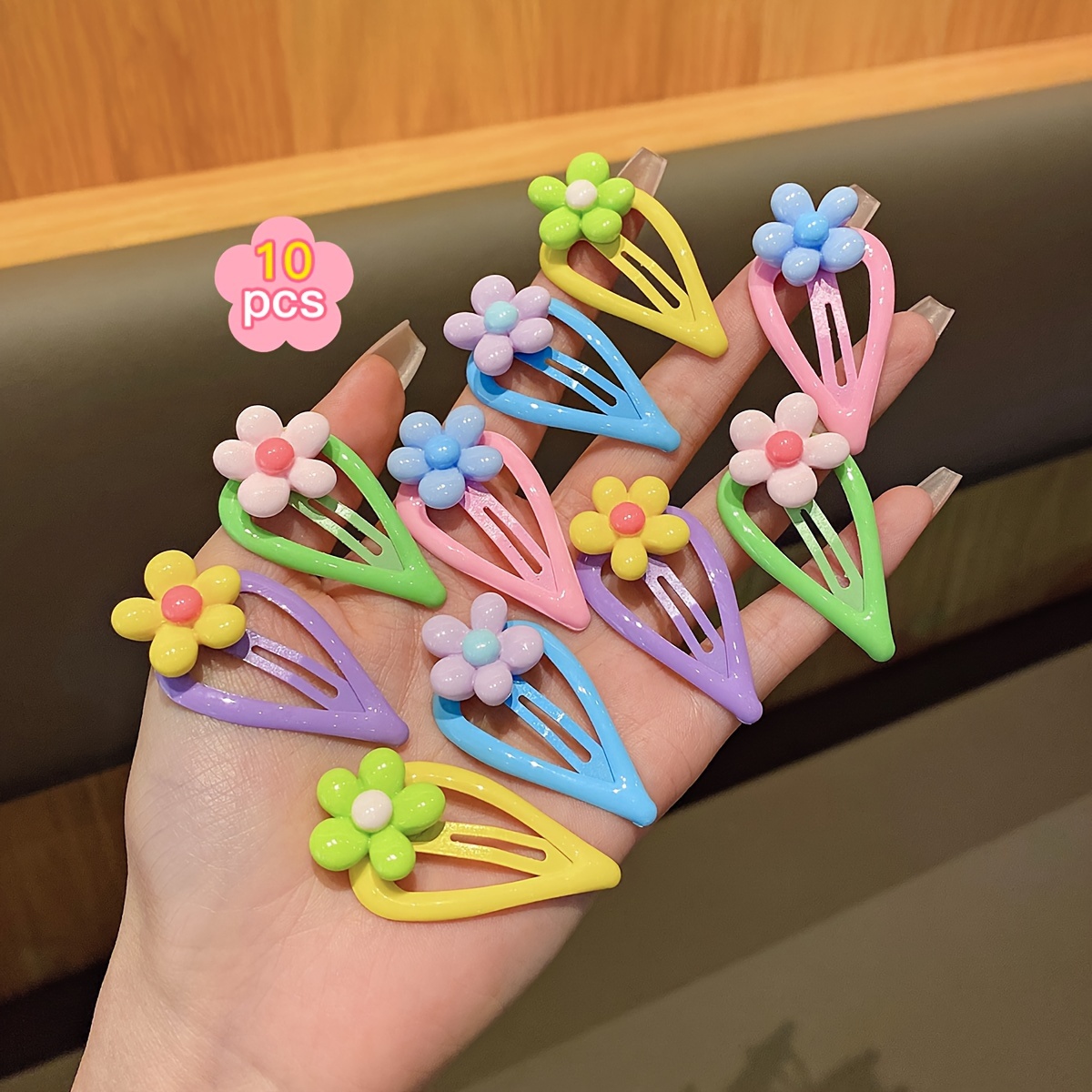 10 Colors Random Heart Flower Bb Clip Hairpin Suitable For Daily Additions