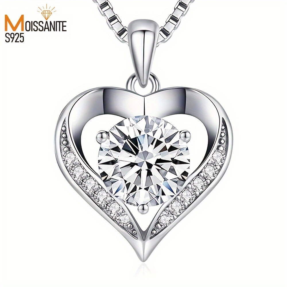 

1 Piece Fine 18k Gold Plated 925 Sterling Silver Main Stone 1/2/3 Carat High Quality Moissanite Fine Ladies Fashion Necklace Engagement Wedding Anniversary Gift And Family Day Gift