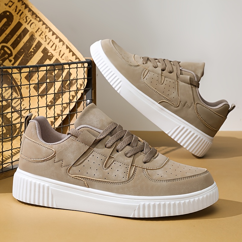 Zapatillas Ligeras y Transpirables para Hombre con Suela Acolchada de EVA y Parte Superior Sintética - Calzado Casual de Calle con Cordones, Ideal para Correr, Caminar, Tenis - Calzado Deportivo Minimalista de Punta Redonda para Atuendos Informales (Todo el Año)