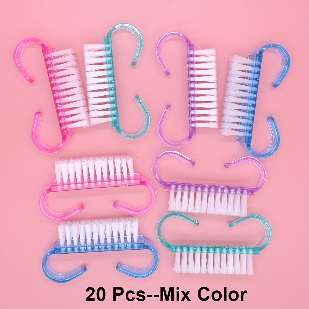 Image of 20pcs/lot Cleaning Nail Brush Tools Colorful Plastic Dust Cleaner Brushes With Glitter Nail Art Manicure Pedicure Remover