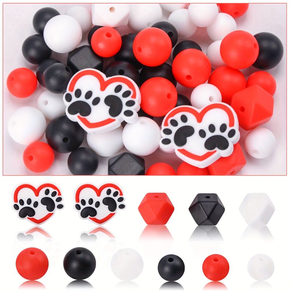 

53-piece Silicone Bead Set - 12/15mm Heart & Round Beads For Diy Jewelry, Bracelets, Keychains & Crafts Silicone Beads Beads For Jewelry Making