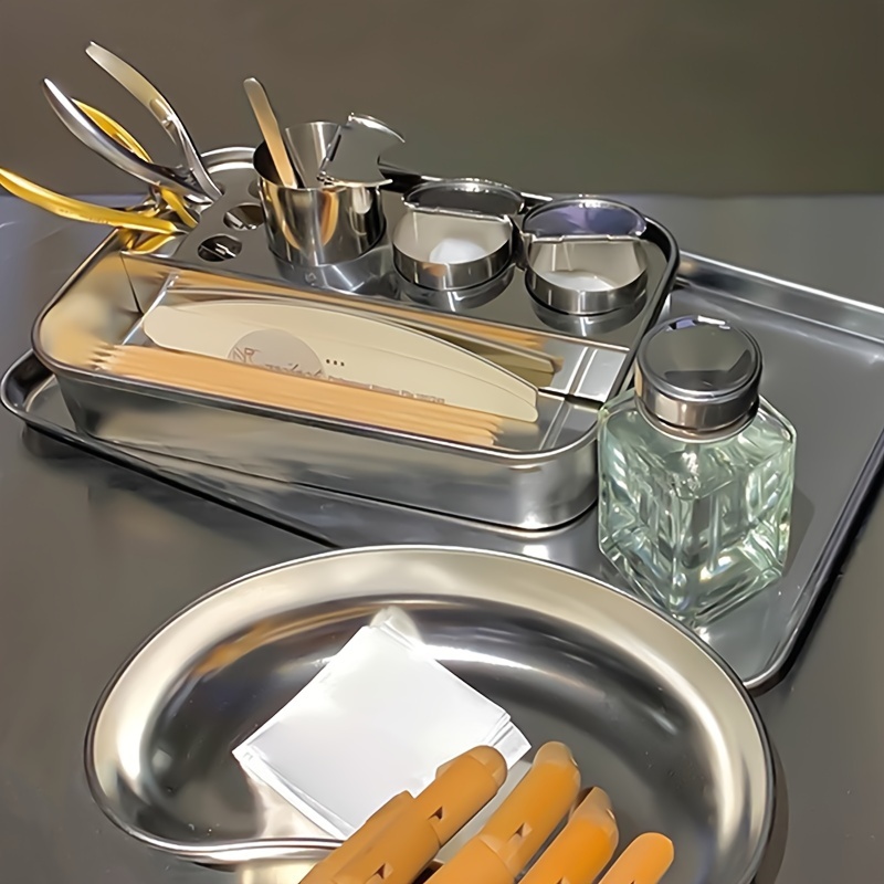 

Stainless Steel Nail Tool Cleaning And Storage Set - Unscented, Durable Tray For Salon And Home Use, Professional Manicure And Pedicure Accessories Organizer.
