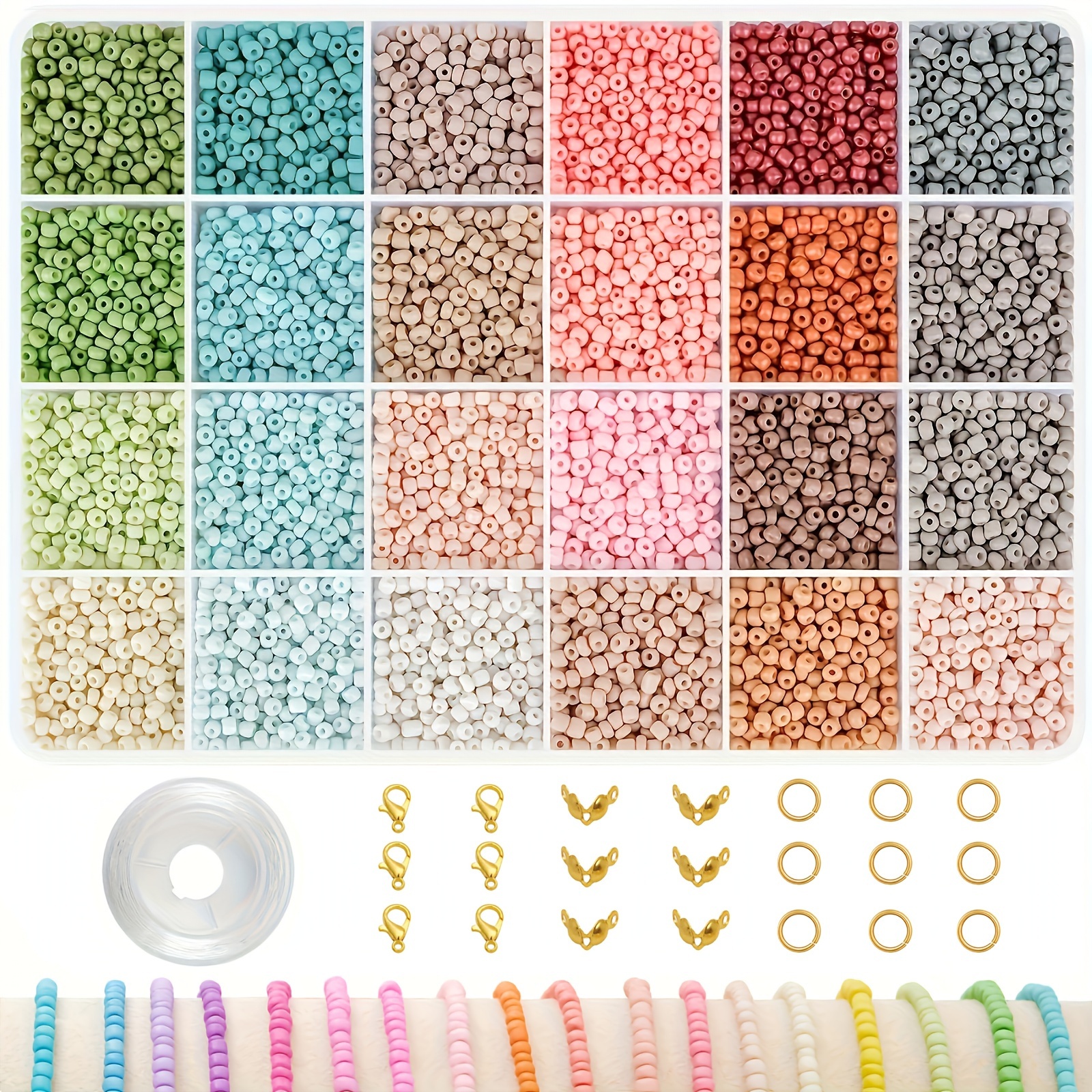 

7200pcs 3mm Morandi Color Series Glass Rice Beads With Cover Box, Loose Beads, For Diy Bracelet Necklace Jewelry Accessories