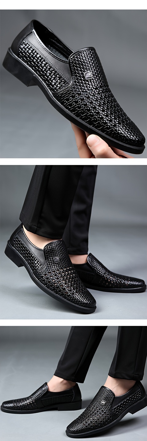 mens solid color breathable slip style loafer shoes comfy non slip casual durable walking shoes summer details 2