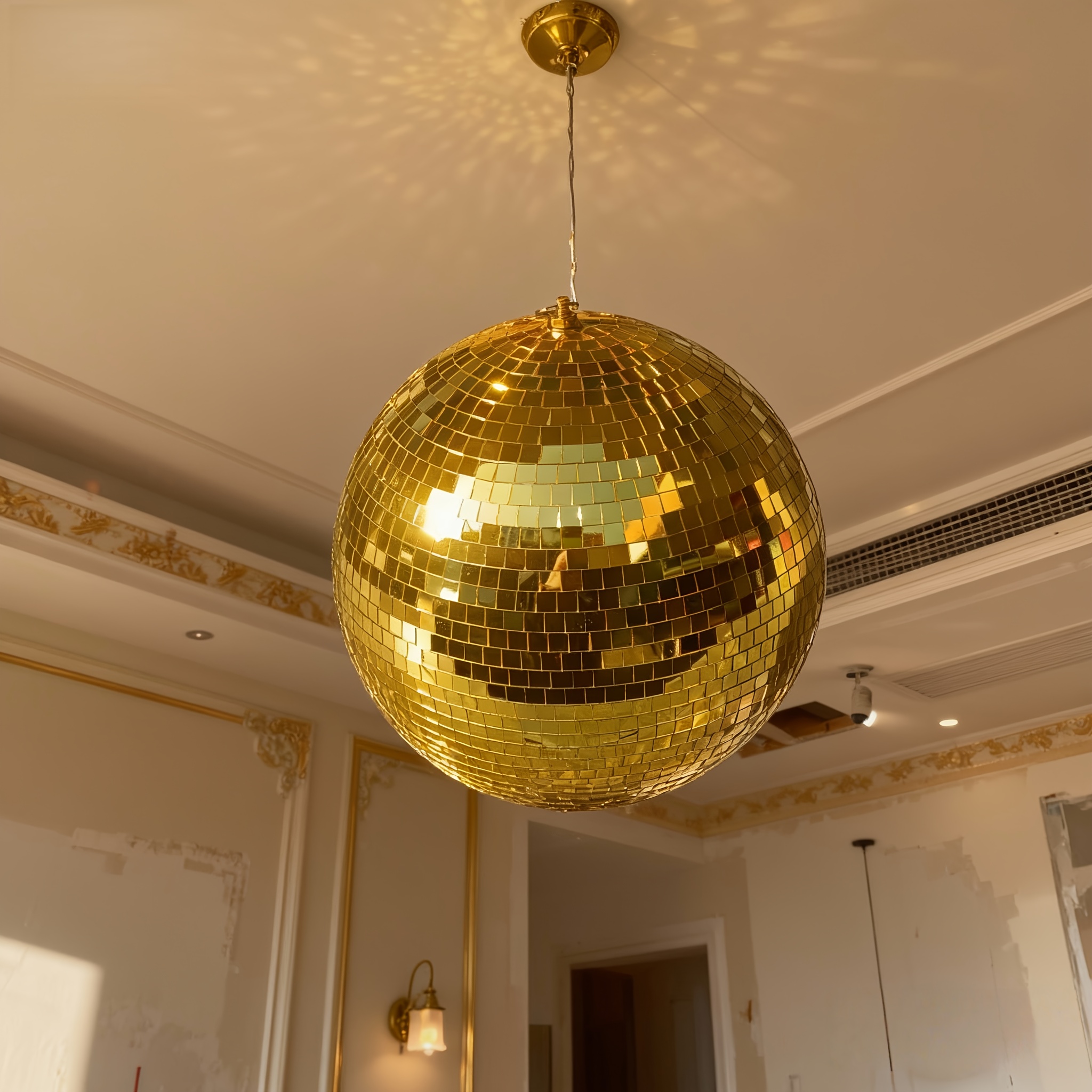 E-shop Disco Goldene Mosaik-Kugelkappe, Große Größe, Event Party Zubehör, Hängende Reflektierende Deko, Gemeinsame Bar Dekoration, Glamouröse