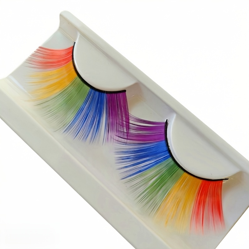 Image of Rainbow Multicolor False Eyelashes - Exaggerated Lashes For Stage, Party & Festival