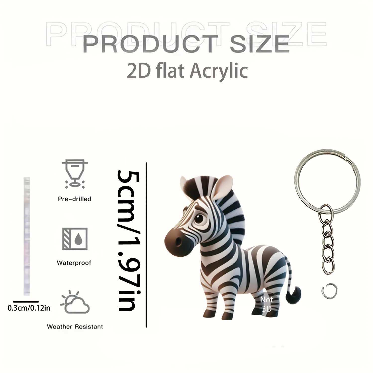 2d Flat, Zebra Striped Acrylic Decorations - Cute Suitable For Car Rearview Mirror, Backpack, Keychain Accessory, Home & Bag Decor - Zebra Striping For &, Stylish Gift, 2d Flat