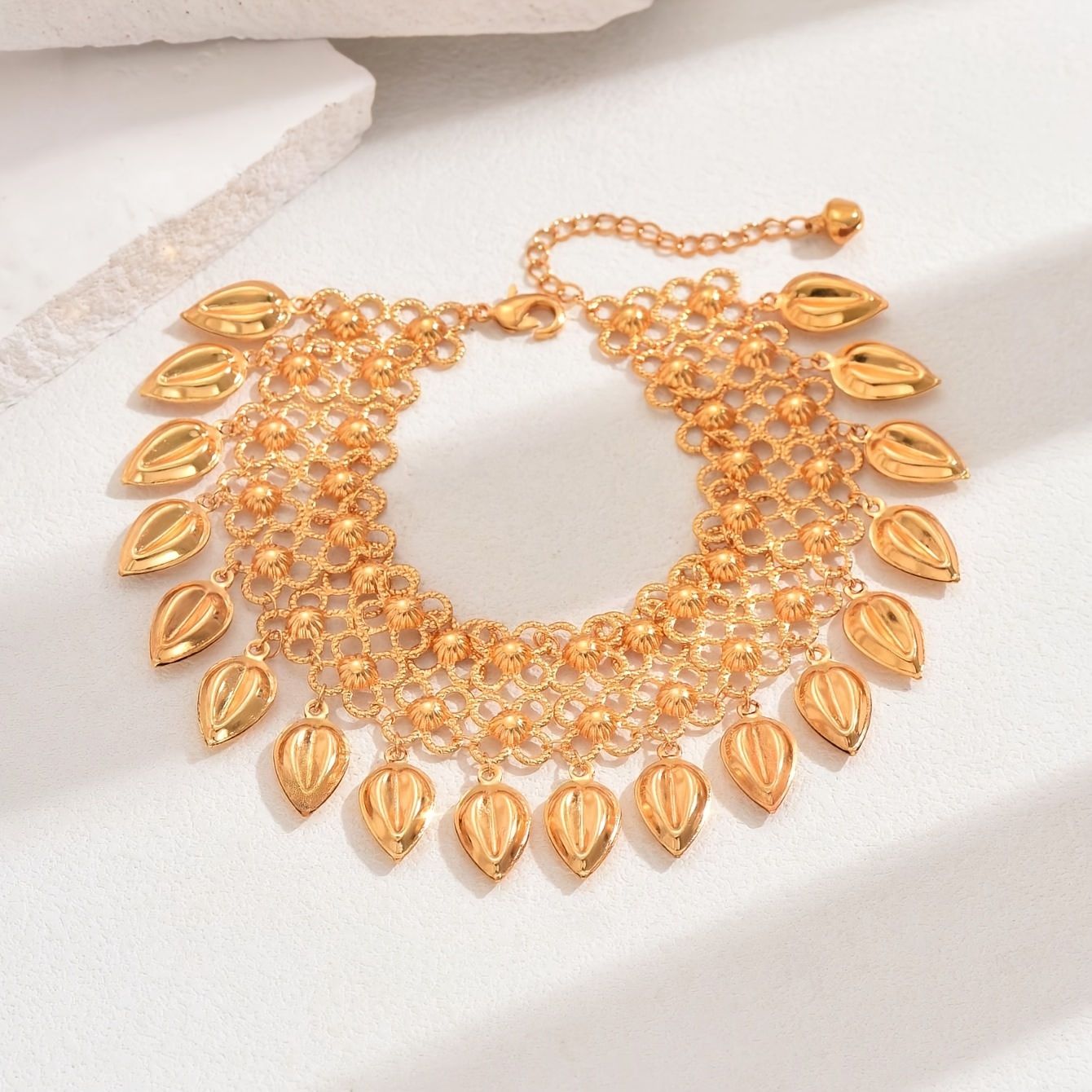 TEMU Un Bracelet de Cheville Femme Élégant, Simple, Polyvalent, Décontracté et Pratique avec Gland Clochette et Franges en Blé à Multiples Couches