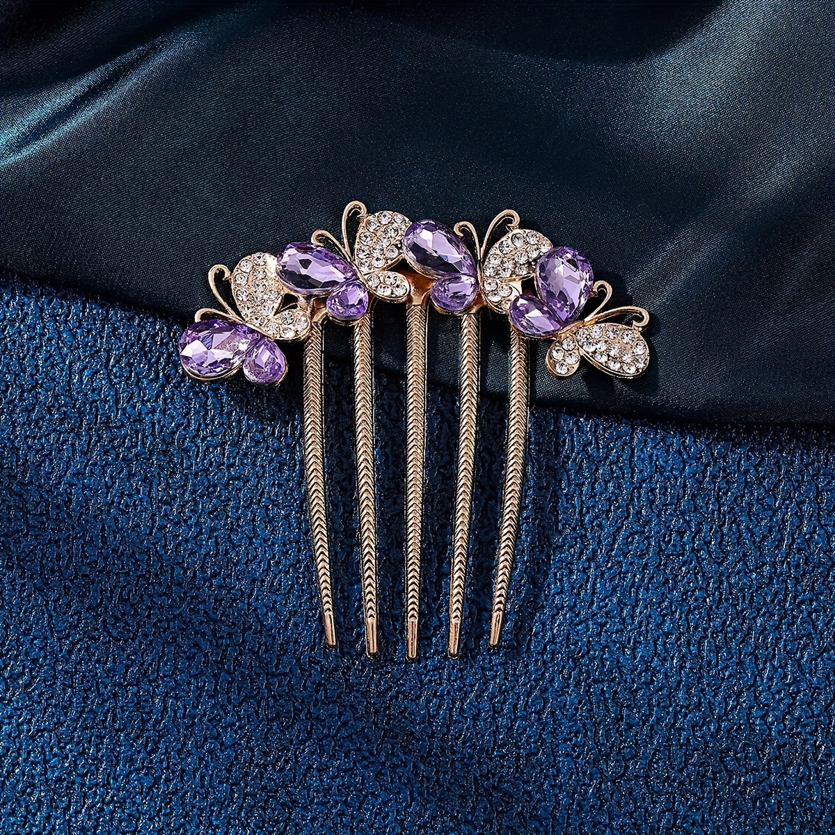 Elegant Blue and purple Hair Combs Amazon.com : Aimimier Bridal Royal Blue Crystal Hair Comb  main image 3