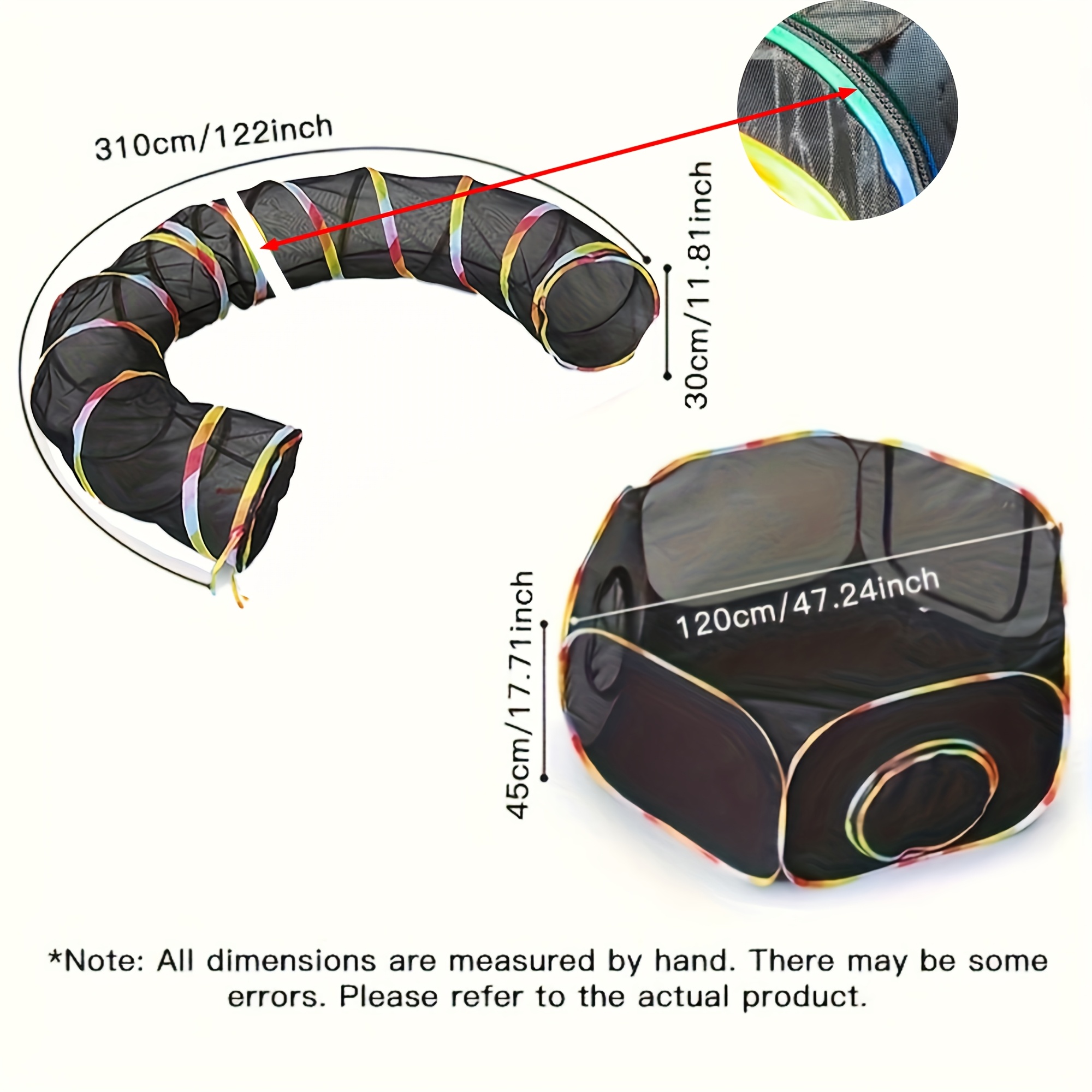 Buiten Speeltuin voor Katten, Indoor Speeltent Regenboog, Ronde Speeltunnel voor Katten, Geschikt voor Katten en Kleine Dieren