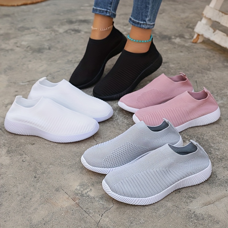 

1 paire de mocassins à enfiler pour femmes toutes - Tige en tissu de couleur unie légère avec semelle synthétique, bout uni, semelle intérieure confortable - Chaussures décontractées polyvalentes