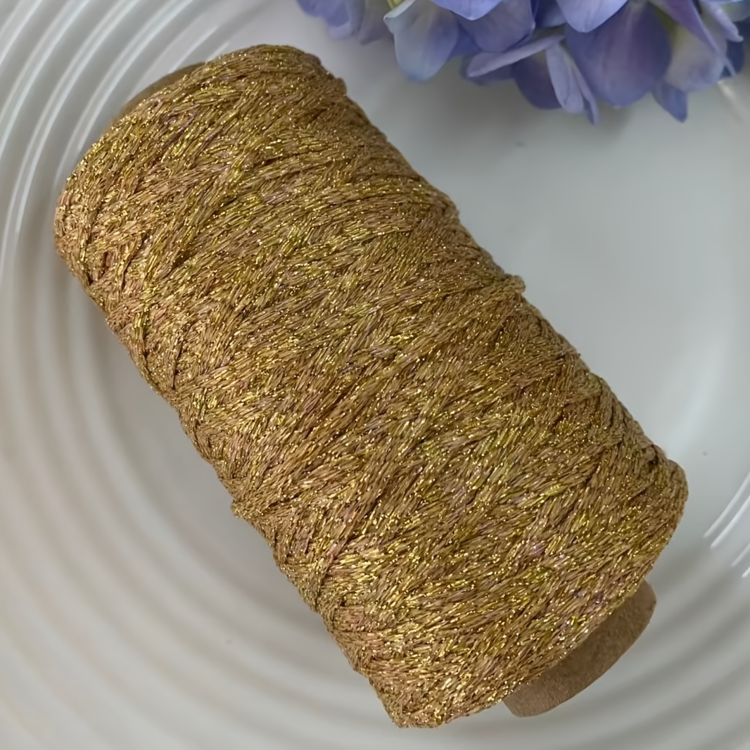 TEMU 200-yard Spool Light Brown-golden Crochet Yarn With Bright Fine Glitter Suitable For Hand Knitting & Diy Crafts, 4mm Thick Yarn For Amigurumi,