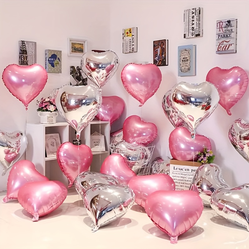

10pcs Heart-shaped Foil Balloons, Mother's Day Decor, Birthday Decor, Wedding Decor, Anniversary Decor, Romantic Scene Decor, Engagement Decor, Home Decor, Party Decor Supplies