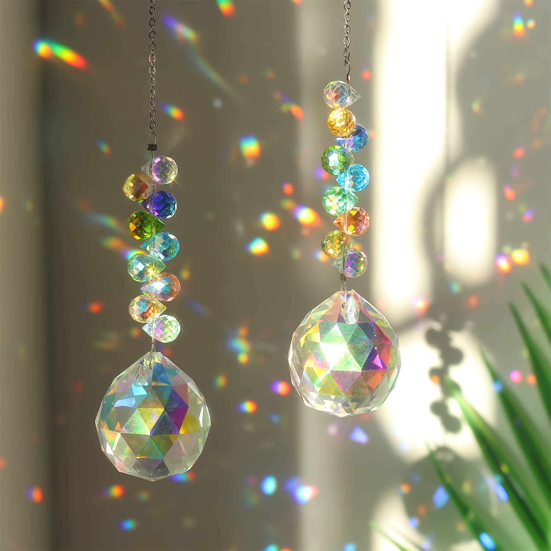 

1pc Strawberry Bead Crystal Ball Sun Catcher - Hanging Prism For Garden & Home Decor, Glass/iron