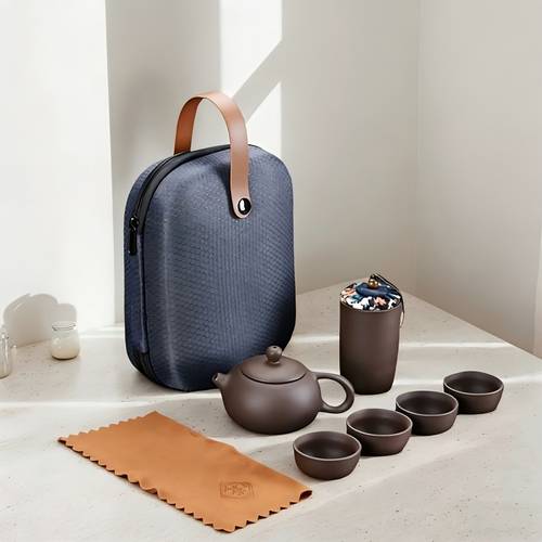 a teapot 4 cups a tea caddy purple clay travel tea set with outdoor portable storage bag fu small gift ed 0316