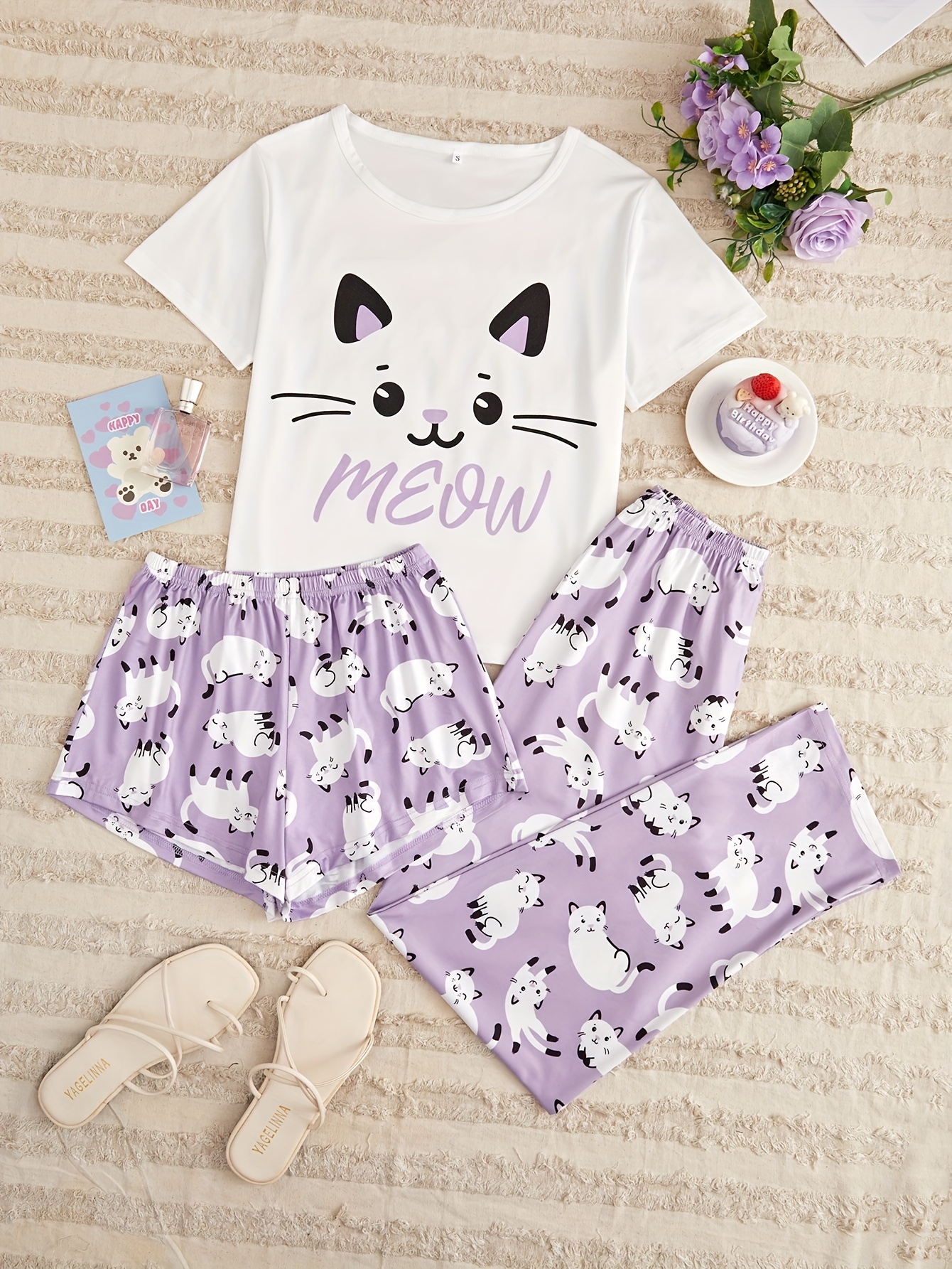 Hello Kitty Pajamas Pants Purple 2 piece Long sleeve Top w/ Sleepwear Size  2T