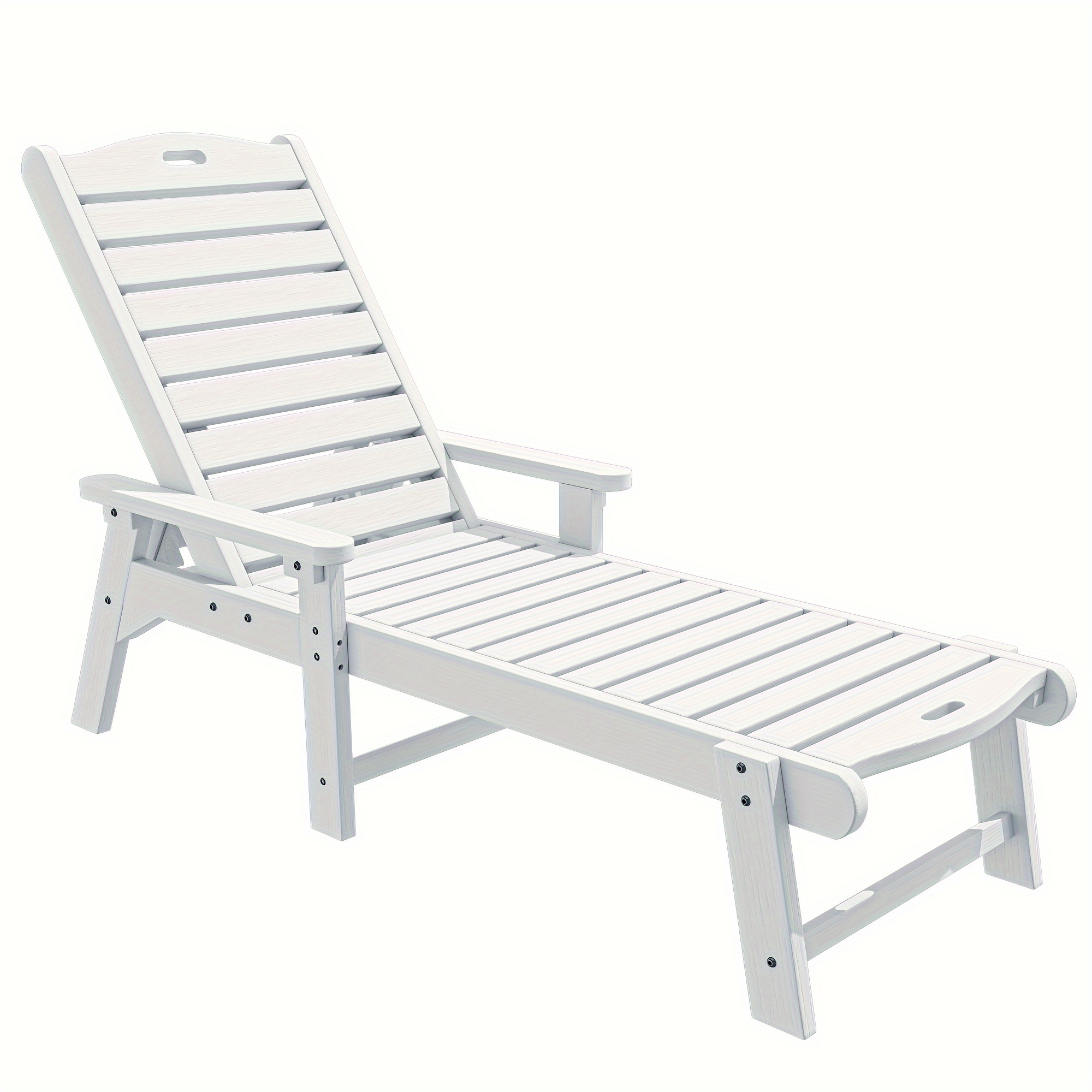 

Gardnfun 1pc Outdoor Chaise Lounge Chair With Adjustable Backrest, Heavy Duty Resin Patio Lounger With Wide Armrest And 350lbs Capacity For Outside Poolside Beach Backyard, Waterproof, White