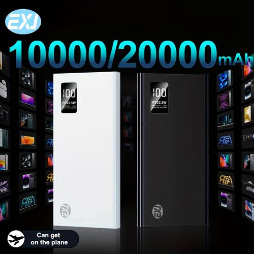 exj 22 5w fast charging power bank 10000 20000mah led dual usb type lithium polymer battery portable charger compatible with iphone use