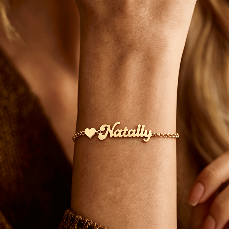 Personalized Minimalist Engraved Name Bracelet, Stainless Steel Gift