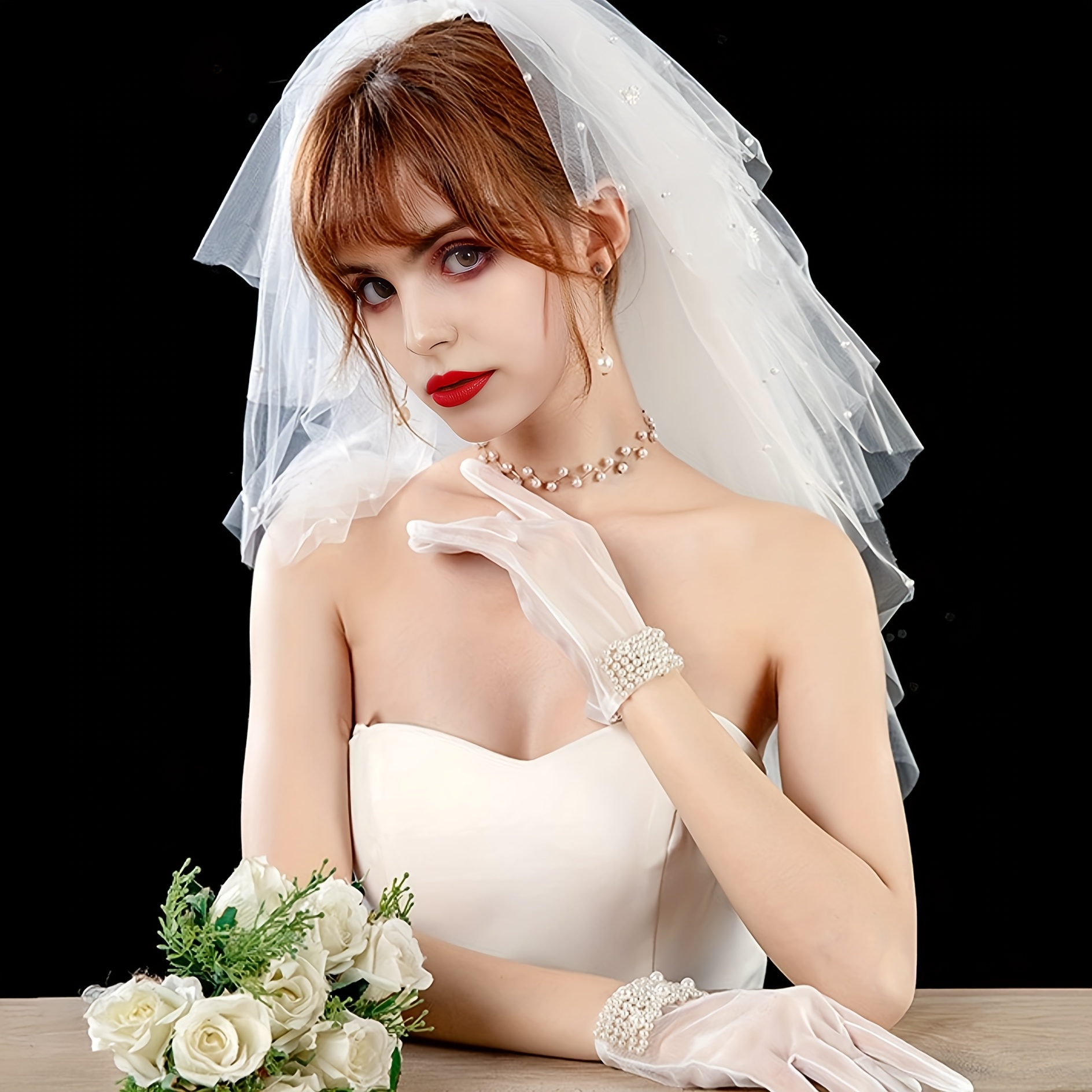 wedding dress with gloves Elegant Lace Bridal Gloves with Pearl Floral Embroidery – Long Sleeves –  Viniodress