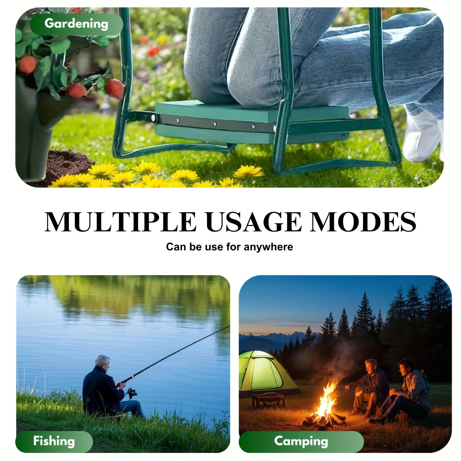 Heavy Duty Foldable 2-in-1 Garden Kneeling Chair W/ 2 Tool Bag - Gardening Bench For Kneeling And Sitting To Prevent Knee & Back Pain - Storage Benches, Gardening Gifts For Women, Grandparents, Seniors, Mom & Dad