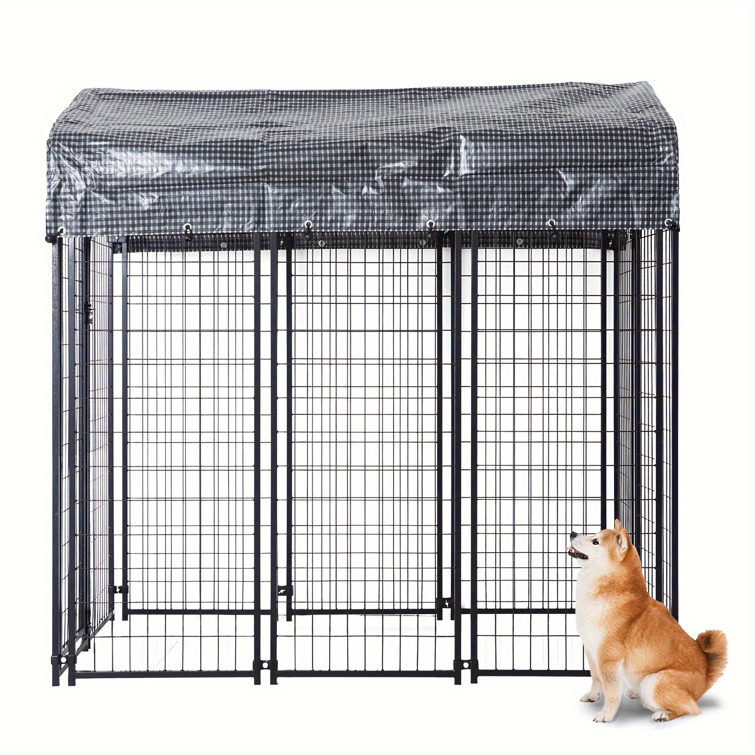 

Hittite Large Outdoor Dog Kennel, Heavy Duty Outdoor Fence Dog Cage Anti-rust Dog Pens Outdoor Dog Fence With Waterproof Uv-resistant Cover And Secure Lock For Backyard With Roof 6'l X4' W X 6'h