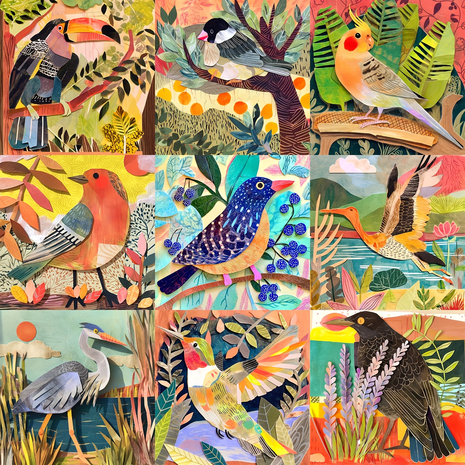 

1000pcs Of 9 Grid Bird Puzzle Cardboard Irregular Seamless Puzzle Suitable For Adult Families Suitable For Birthday, Christmas, Halloween Gifts Diy Adult Game Puzzle