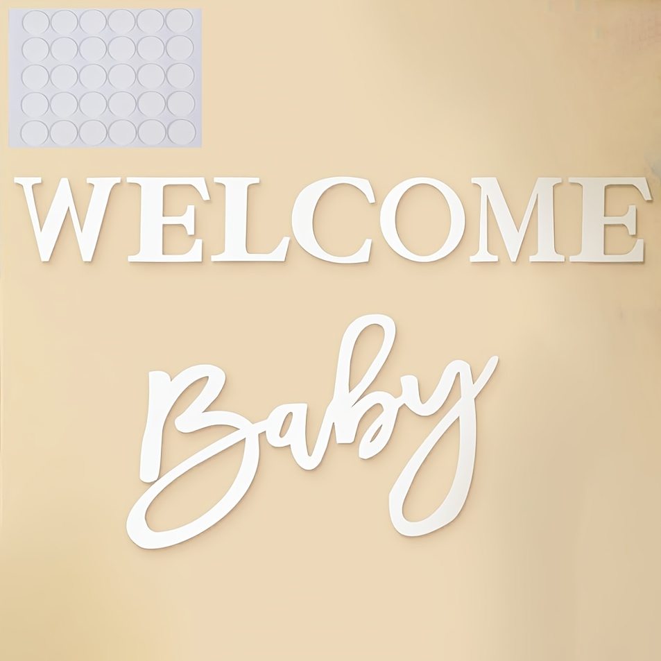 Image of White Felt Welcome Baby Sign - Gender Neutral Boy Girl Baby Shower Backdrop, 1st Birthday Arch Decor & Wall Photo Prop With Large Lettering, Gender Reveal Party Decoration, Soft Signage For Showers