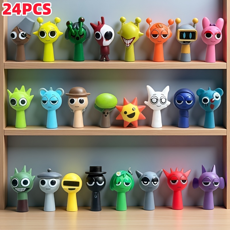TEMU 24 Sprunki Action Character Mystery Boxes, Whimsical Art Game Fans, Unique Christmas And Birthday Gifts For Adults And Children, Office And Children's Desktop Decoration, Holiday Gifts