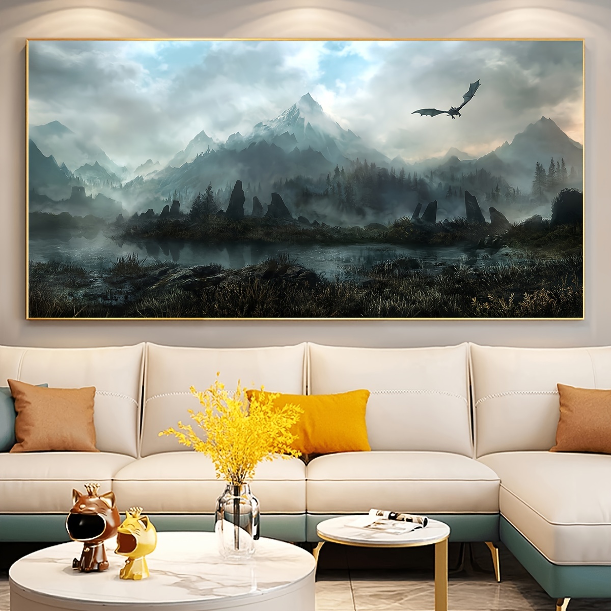 

1pc Unframed Canvas Poster, Modern Art, Cloudy And Misty Landscape, Ideal Gift For Bedroom Living Room Corridor, Wall Art, Wall Decor, Winter Decor, Room Decoration