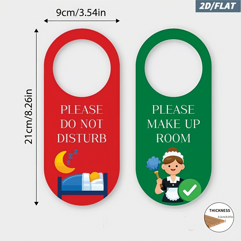 TEMU 2 pezzi 2D Non Disturbare/Prega di Pulire Maniglie per Porte con Etichette in Legno, per Hotel, Ganci per Porte Monofacciali Rossi/