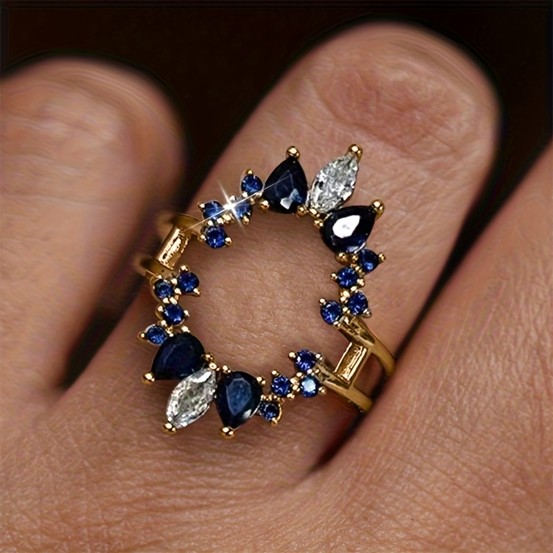 E-shop 1 Stück Damenmode Kreativer Offener Ring Licht Luxus Einfacher Cold Style Tröpfchen Design Eingelagertes Synthetisches Zirkonia für Urlaub