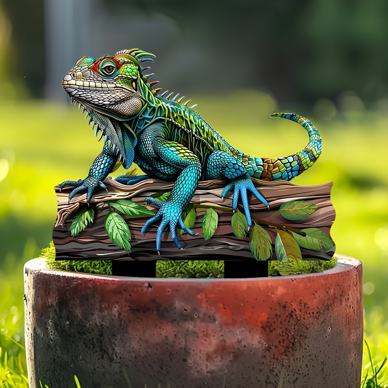 

Vibrant Chameleon Garden Stake - Weatherproof & -resistant Acrylic Yard Art For Landscaping, Flower Pots & Outdoor Decor With Style And Design