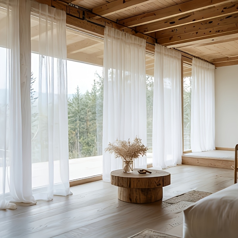TEMU 4pcs Pack, Elegant White Perforated Gauze, Necessary Anti- Artifact In Summer, Home Textile Fabric Curtains, Curtains, Nets, Self-contained