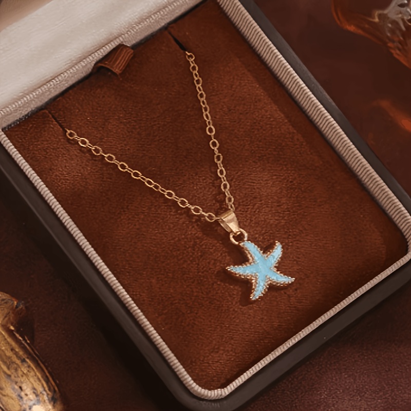 TEMU 1 Collar con Colgante de Azul Fácil , Lindo y Estilo , Cadena de Clavícula