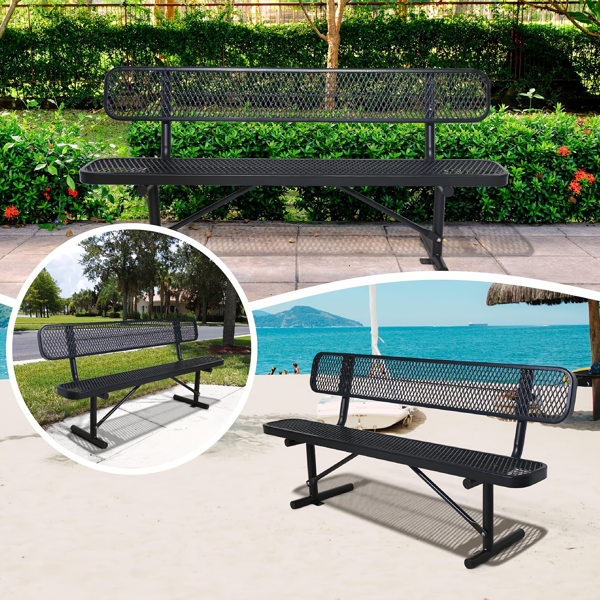 Sturdy Outdoor Metal Park ing, Offered in 4/6/8 Feet, Outdoor with Back Support And Portable Structure, Commercial ing for Shopping Centers, Retail Stores, Parks, And Patios