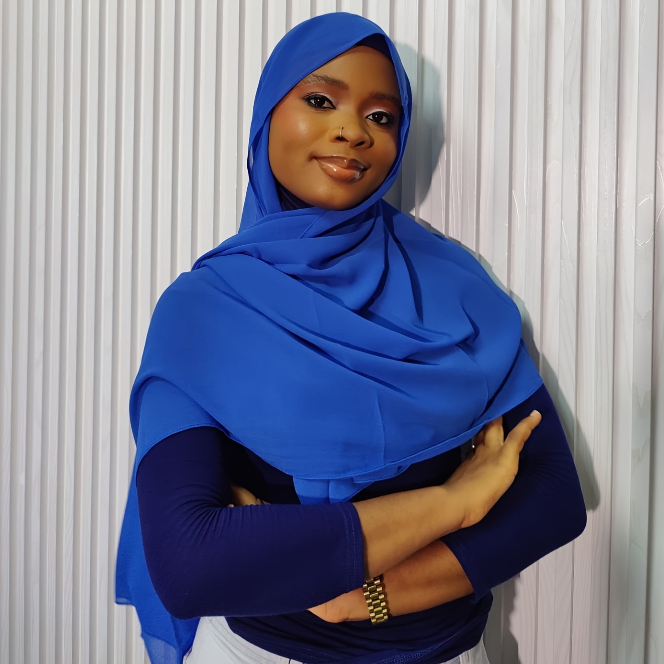 5pcs Set of Solid Color Chiffon Muslim Hijabs for Women, Packed in OPP Bag, Ramadan