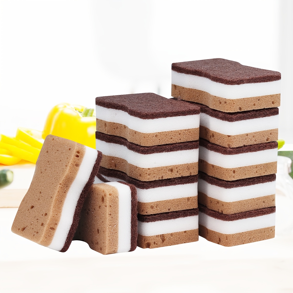 Three-Layer Seaweed Cleaning Sponges, Set of 5/10/20/40pcs