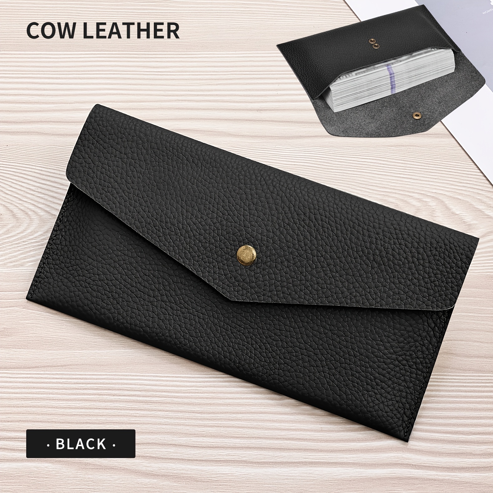 First-grade Cowhide Credit Card Wallet With Large Capacity For Cash Storage And Envelope-style Organizational Bag