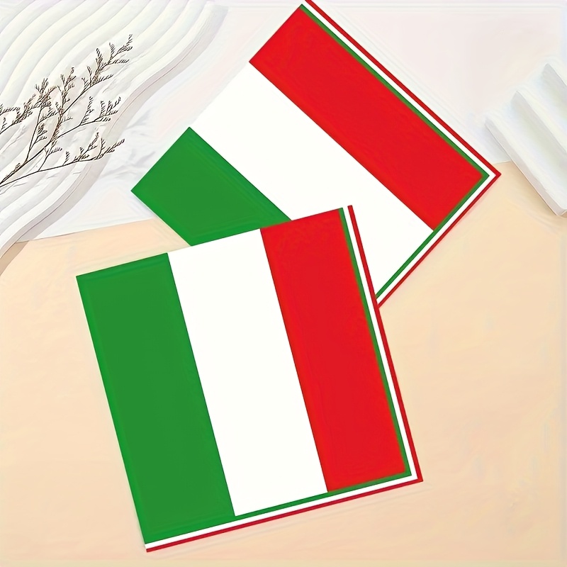 Image of 40 Italian Flag Themed Party Napkins - Double-layered Paper, Patriotic Red, White, And Colorful Designs, Perfect For Celebrations, Birthdays, And , Decorations